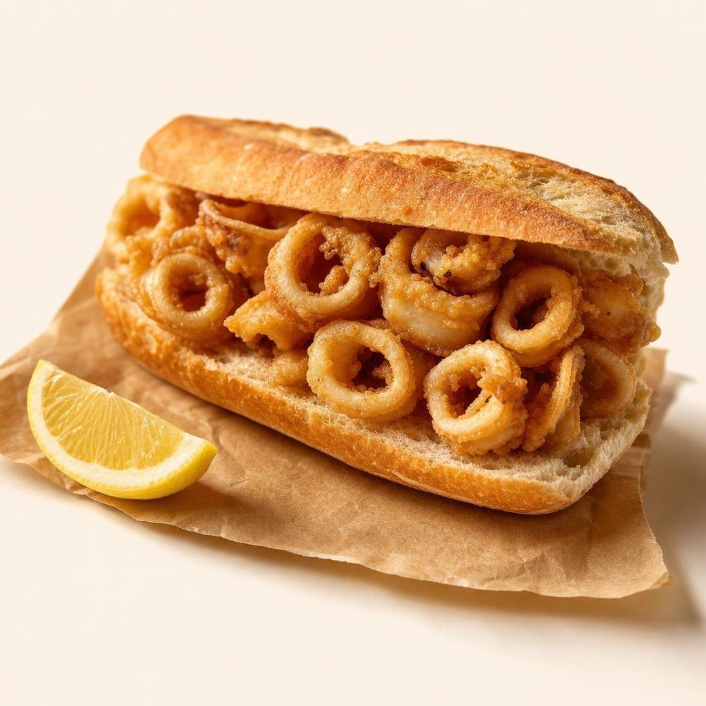 Bocadillo de calamares fritos (imagen generada con AI)
