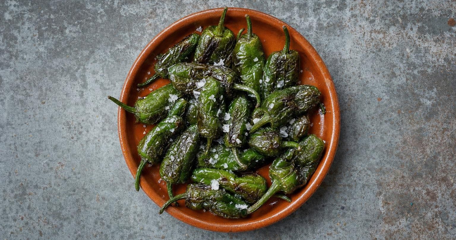 Pimientos de Padrón fritos con sal gruesa (imagen generada con AI)