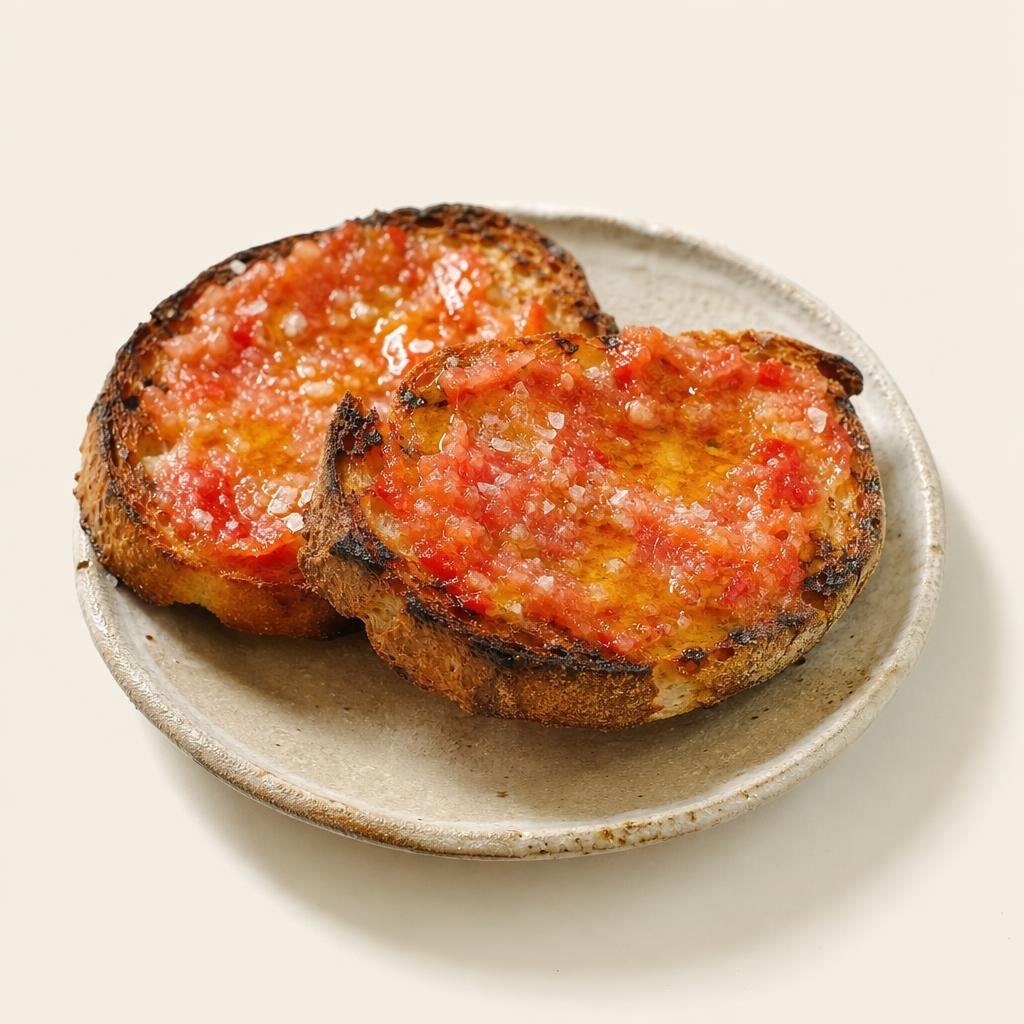 Pan tostado con tomate rallado y aceite de oliva (imagen generada con AI)